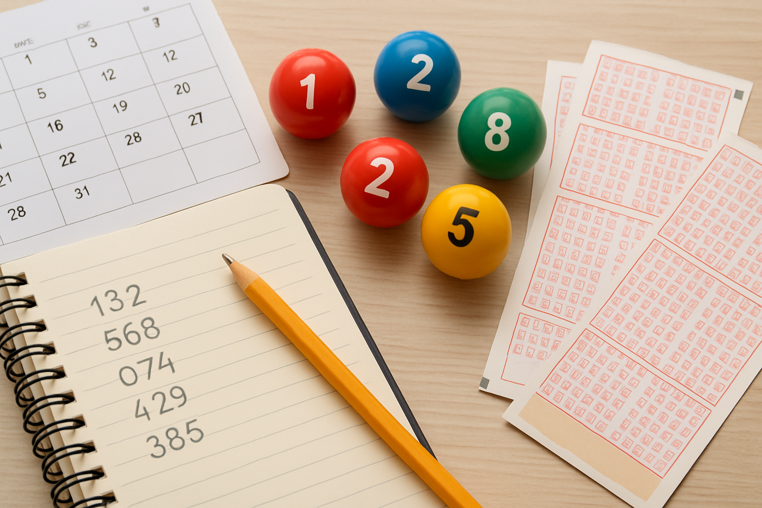 Cuaderno con números para analizar un pronóstico Tris de forma responsable