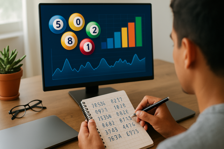 Persona revisando resultados y pronóstico Tris en una libreta