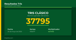 Resultado Tris Clásico del 25 de mayo de 2026 número ganador 37795