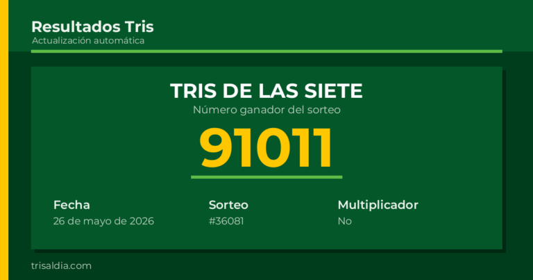 Resultado Tris De las Siete del 26 de mayo de 2026 número ganador 91011