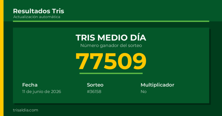 Resultado Tris Medio Día del 11 de junio de 2026 número ganador 77509
