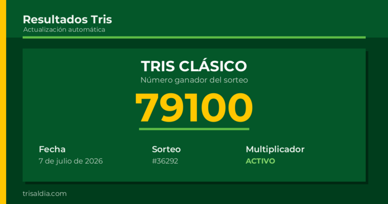 Resultado Tris Clásico del 7 de julio de 2026 número ganador 79100