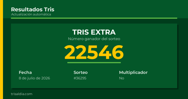 Resultado Tris Extra del 8 de julio de 2026 número ganador 22546