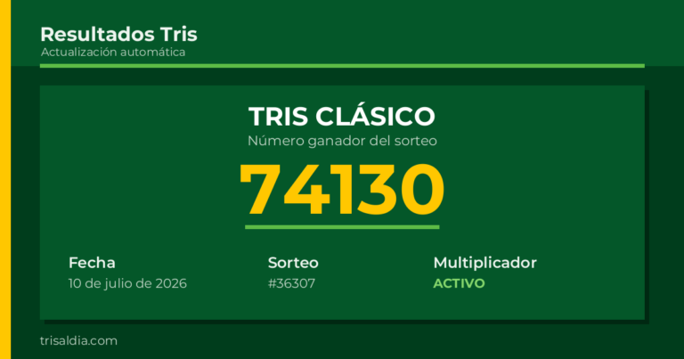 Resultado Tris Clásico del 10 de julio de 2026 número ganador 74130