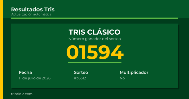 Resultado Tris Clásico del 11 de julio de 2026 número ganador 01594