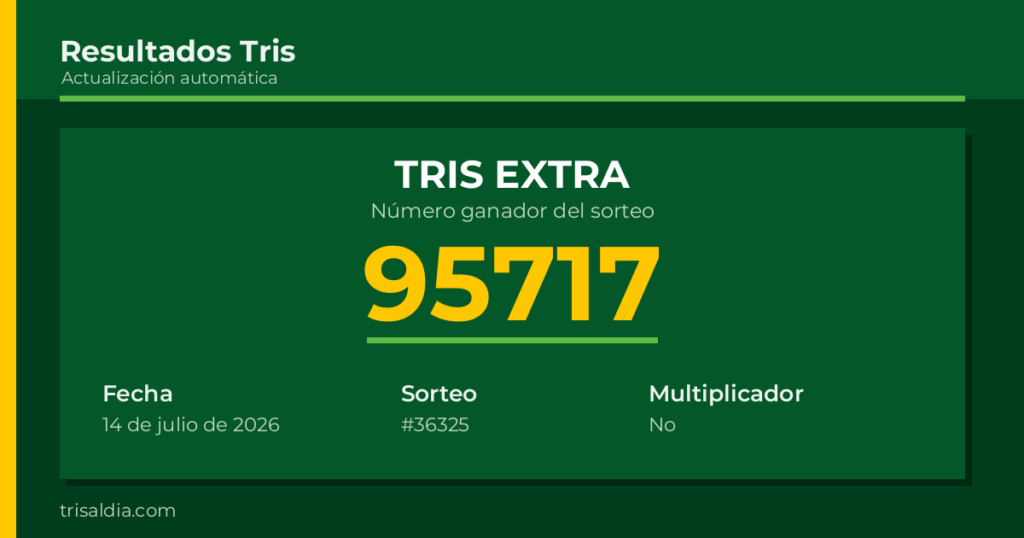 Resultado Tris Extra del 14 de julio de 2026 número ganador 95717