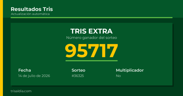 Resultado Tris Extra del 14 de julio de 2026 número ganador 95717