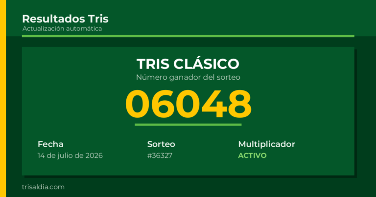 Resultado Tris Clásico del 14 de julio de 2026 número ganador 06048