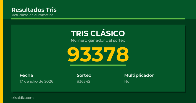 Resultado Tris Clásico del 17 de julio de 2026 número ganador 93378