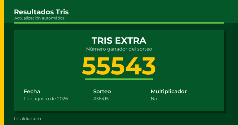 Resultado Tris Extra del 1 de agosto de 2026 número ganador 55543