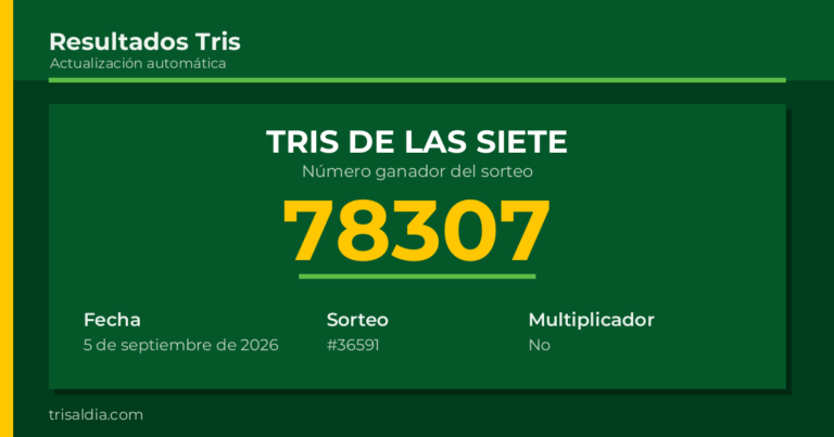 Resultado Tris De las Siete del 5 de septiembre de 2026 número ganador 78307