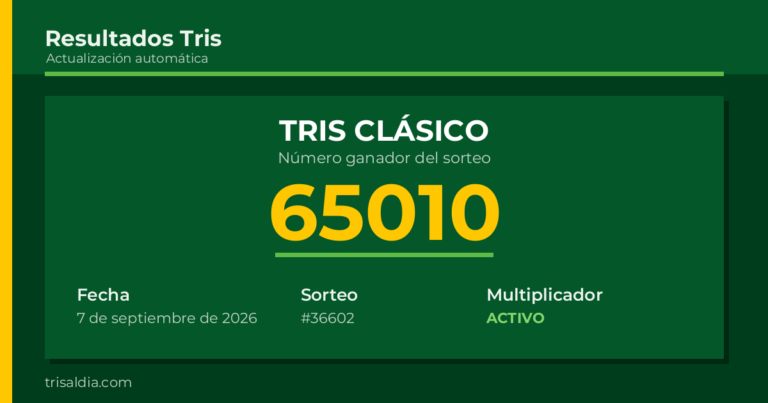 Resultado Tris Clásico del 7 de septiembre de 2026 número ganador 65010