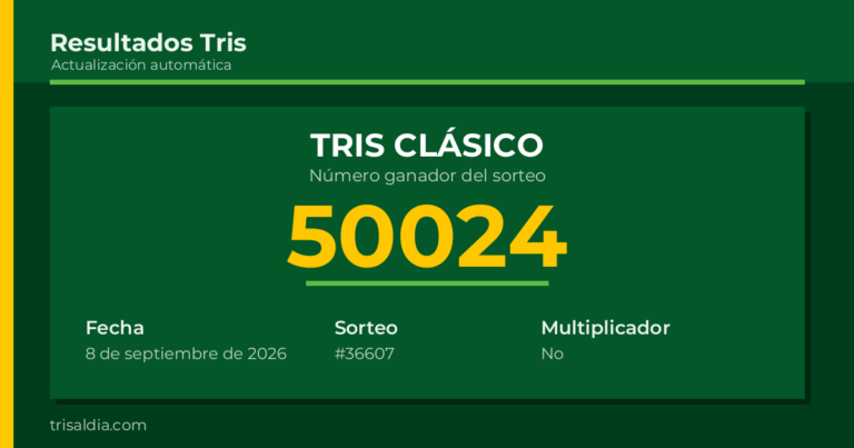 Resultado Tris Clásico del 8 de septiembre de 2026 número ganador 50024