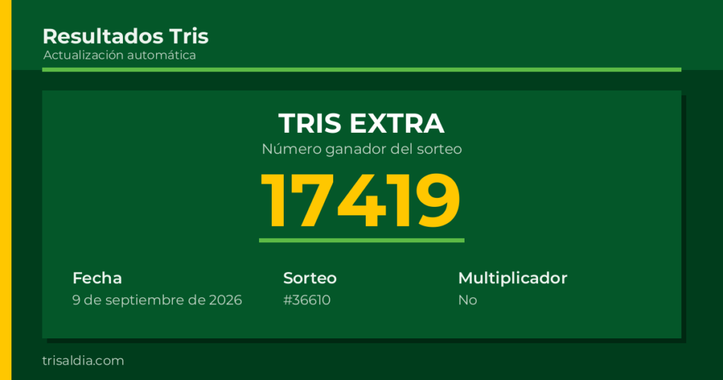 Resultado Tris Extra del 9 de septiembre de 2026 número ganador 17419
