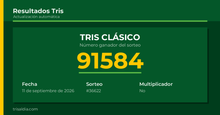 Resultado Tris Clásico del 11 de septiembre de 2026 número ganador 91584