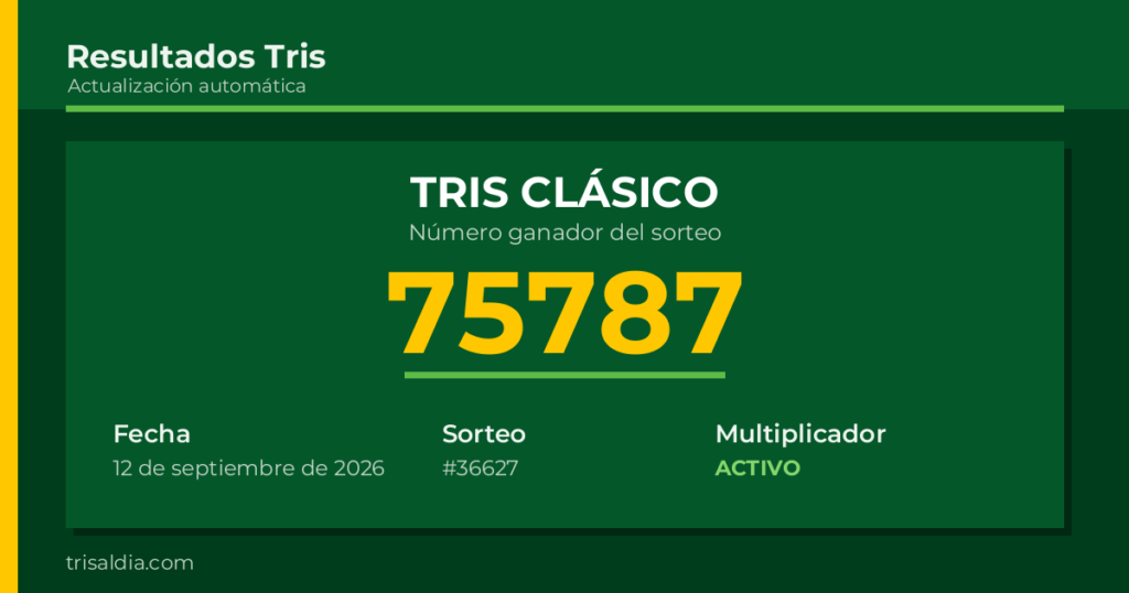 Resultado Tris Clásico del 12 de septiembre de 2026 número ganador 75787