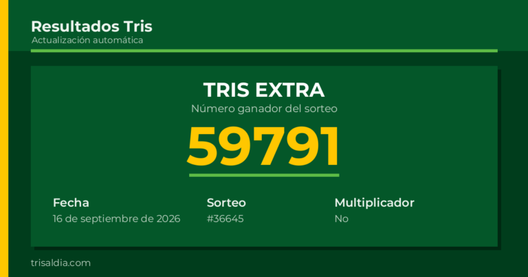 Resultado Tris Extra del 16 de septiembre de 2026 número ganador 59791
