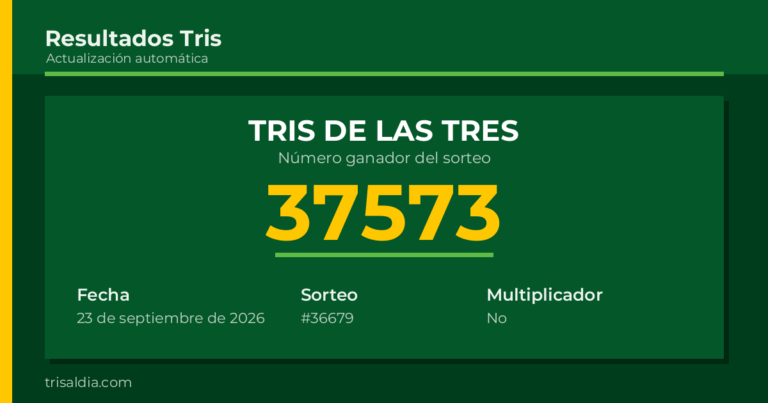 Resultado Tris De las Tres del 23 de septiembre de 2026 número ganador 37573