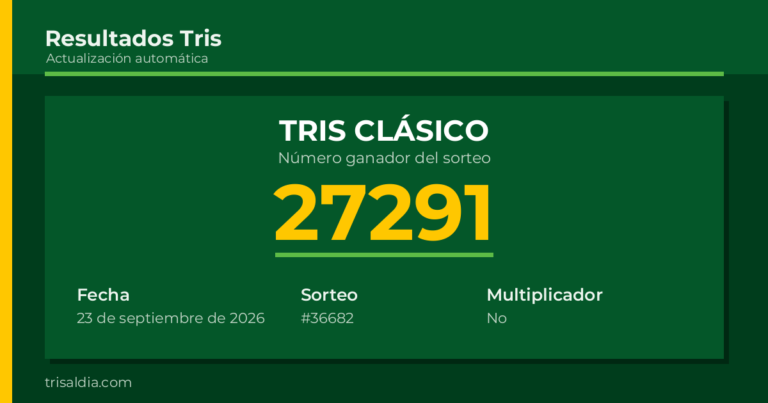 Resultado Tris Clásico del 23 de septiembre de 2026 número ganador 27291