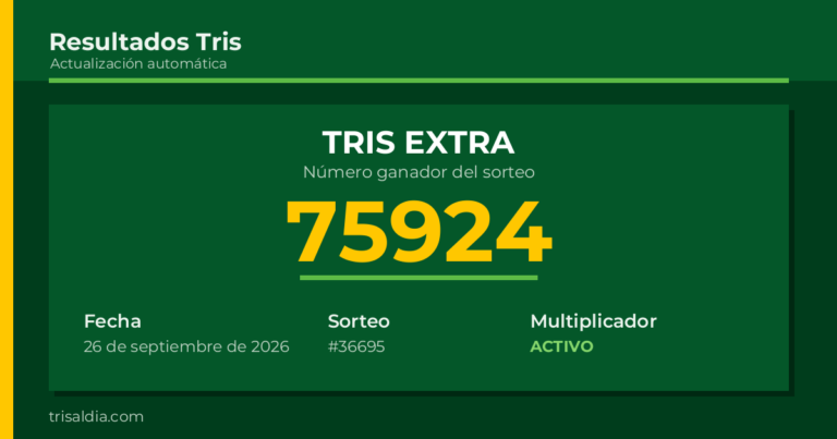 Resultado Tris Extra del 26 de septiembre de 2026 número ganador 75924