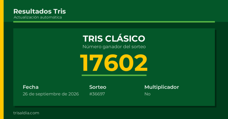 Resultado Tris Clásico del 26 de septiembre de 2026 número ganador 17602