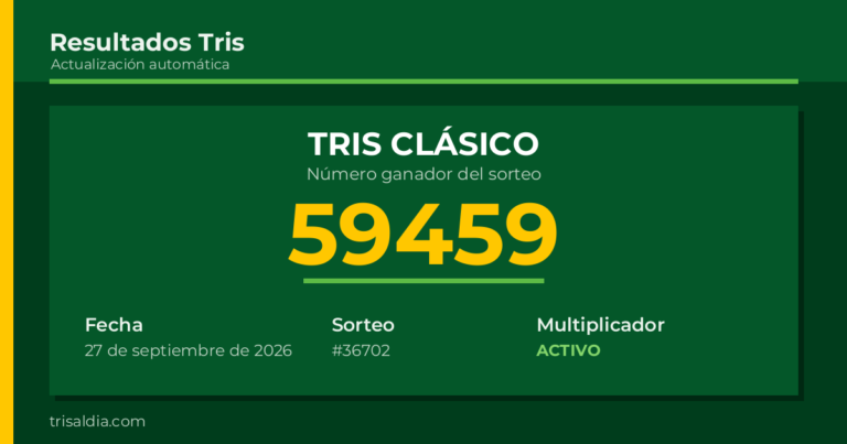 Resultado Tris Clásico del 27 de septiembre de 2026 número ganador 59459