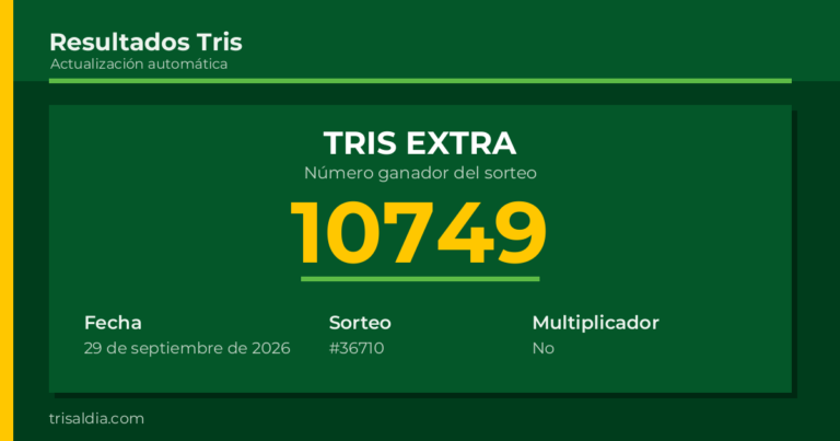 Resultado Tris Extra del 29 de septiembre de 2026 número ganador 10749
