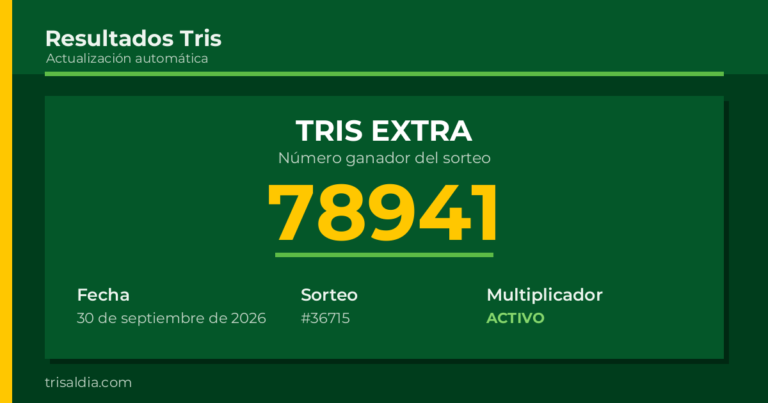 Resultado Tris Extra del 30 de septiembre de 2026 número ganador 78941