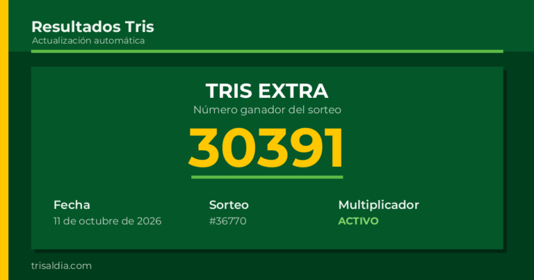 Resultado Tris Extra del 11 de octubre de 2026 número ganador 30391