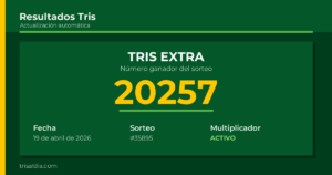 Resultado Tris Extra del 19 de abril de 2026 número ganador 20257