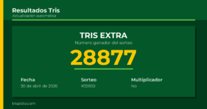 Resultado Tris Extra del 30 de abril de 2026 número ganador 28877
