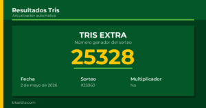 Resultado Tris Extra del 2 de mayo de 2026 número ganador 25328