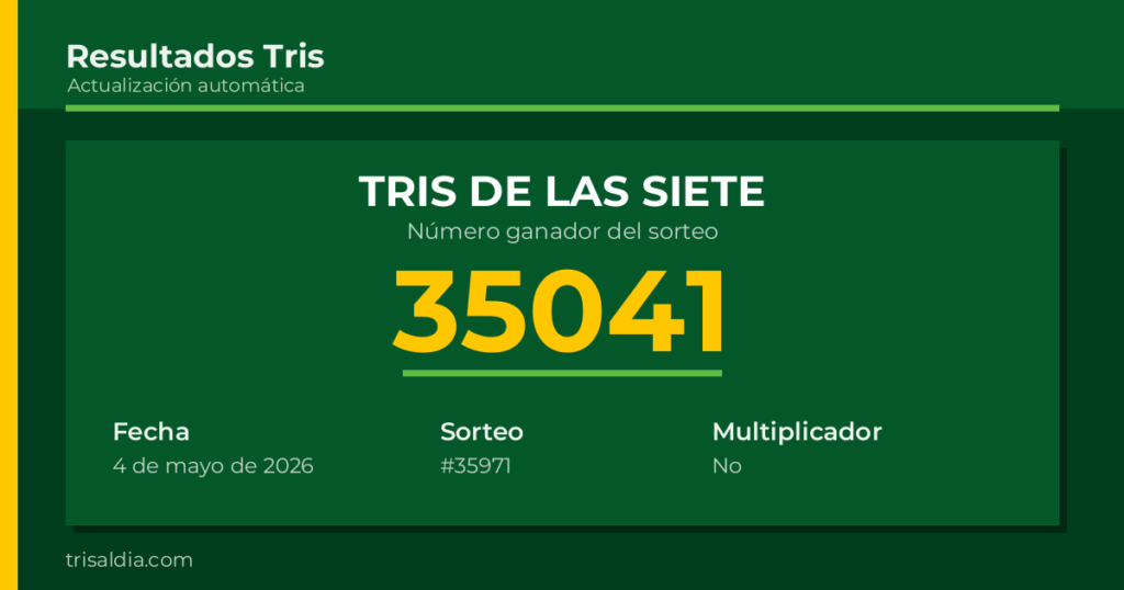 Resultado Tris De las Siete del 4 de mayo de 2026 número ganador 35041