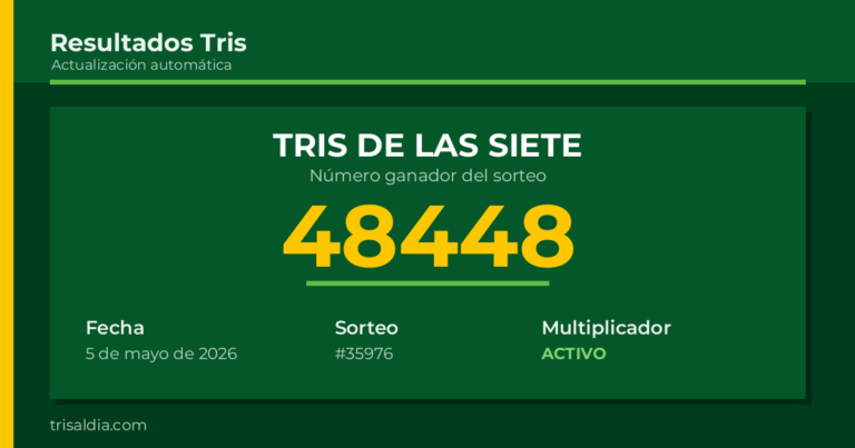 Resultado Tris De las Siete del 5 de mayo de 2026 número ganador 48448