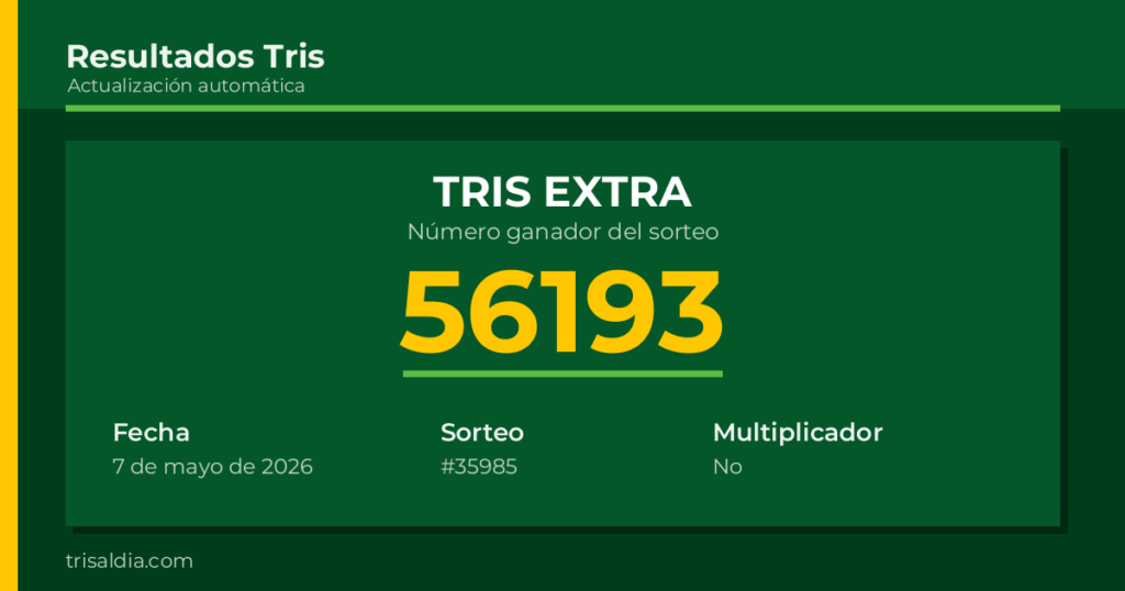 Resultado Tris Extra del 7 de mayo de 2026 número ganador 56193