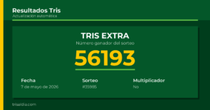 Resultado Tris Extra del 7 de mayo de 2026 número ganador 56193