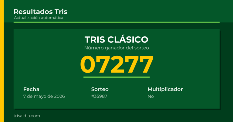 Resultado Tris Clásico del 7 de mayo de 2026 número ganador 07277