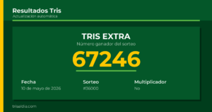 Resultado Tris Extra del 10 de mayo de 2026 número ganador 67246