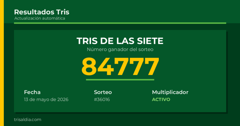 Resultado Tris De las Siete del 13 de mayo de 2026 número ganador 84777