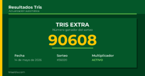 Resultado Tris Extra del 14 de mayo de 2026 número ganador 90608