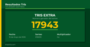 Resultado Tris Extra del 15 de mayo de 2026 número ganador 17943