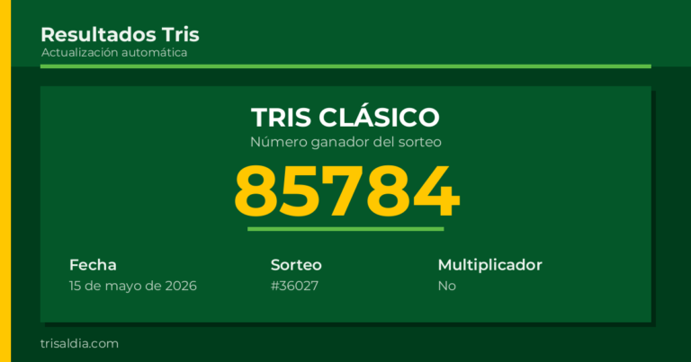 Resultado Tris Clásico del 15 de mayo de 2026 número ganador 85784