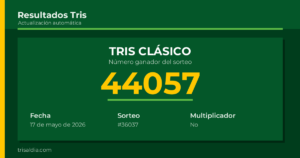 Resultado Tris Clásico del 17 de mayo de 2026 número ganador 44057