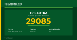 Resultado Tris Extra del 21 de mayo de 2026 número ganador 29085